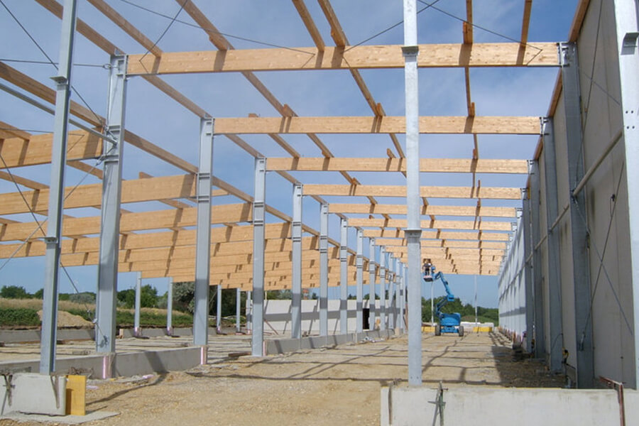 Čelik-lijepljeno drvo - Konstrukcijski sustavi - Industrijska i obrtnička gradnja